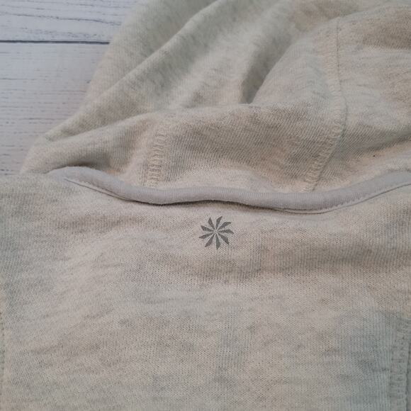 Athleta Size XXS Blissful Terry Vest Medium Oatmeal Heather Pleated Hooded Zip - Picture 9 of 9